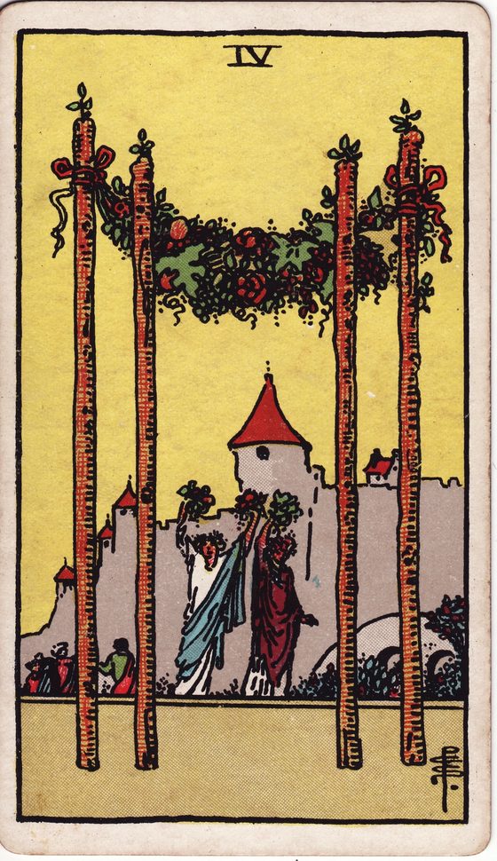 Quatro de Paus — carta do tarô Rider-Waite