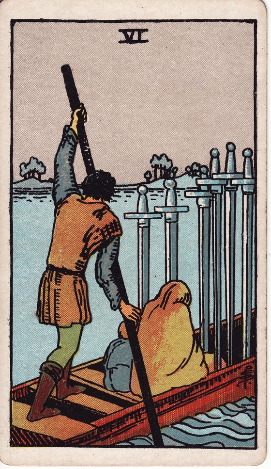 Seis de Espadas — carta do tarô Rider-Waite