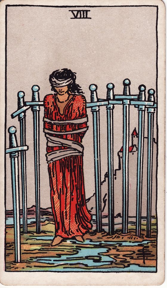 Oito de Espadas — carta do tarô Rider-Waite