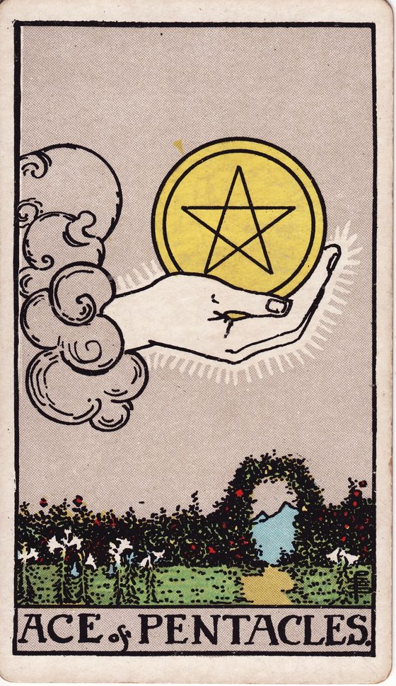 Ás de Pentáculos — carta do tarô Rider-Waite